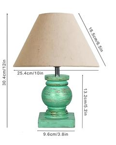 <b>Green</b> Distressed Wood <b>Table</b> Lamp Jute Dome Shade Rustic Trophy Base Farmhouse <b>Bedside</b> Night Light - Product Image 3