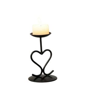 Porte-bougie en fer forgé fait main, style cloche, vintage, pour bougies coniques noires mates, design minimaliste - Product Image 3