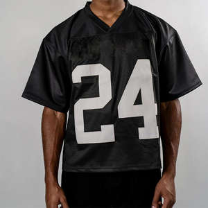 Maillot de football américain personnalisé de haute qualité en mesh, à manches courtes, coupe ample et oversize pour hommes et femmes - Product Image 3