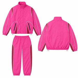 Custom Winter Nylon Hooded Tracksuit Zip-Up <b>Jacket</b> Joggers Set Tricot Warm Casual Sportswear Windbreaker Waterproof Eco-Friendly - Product Image 6