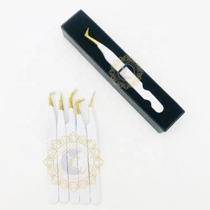 Pince à épiler professionnelle d'extension de cils en acier inoxydable de marque privée - Product Image 1