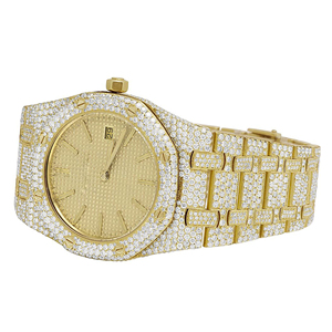 Reloj de Pulsera de Cuarzo de Acero Inoxidable para Hombre, Estilo Hip Hop, con Moissanita Iced Out y Diamantes VVS, Cristal de 20mm - Product Image 3