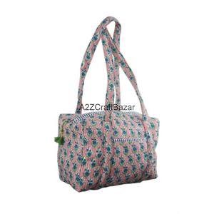 Bolsa de Viaje Acolchada de Algodón Orgánico Hecha a Mano con Dos Asas, Estilo Vintage, Cierre de Cremallera, para la Playa o Compras - Product Image 2