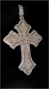 Pendentif unisexe en forme de croix en moissanite taille ronde, plaqué or, tendance, en argent sterling 925, pendentif croix Jésus chrétien - Product Image 2