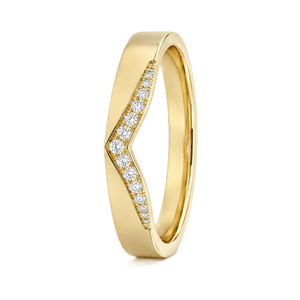 Fine Ring Chevron Diamond Band 9K 10K 14K 18K Solid Gold V Shape Stackable Band Minimalist Pave Diamond Engagement Bridal Band - Product Image 4