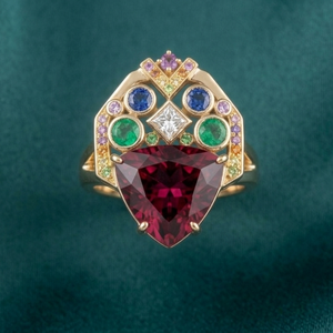 Best Selling Red Hydro 925 Sterling Silver 18K Gold Plated <b>Ring</b> US 6 10mm Trillion Shape Trendy Wholesale Jewelry - Product Image 3