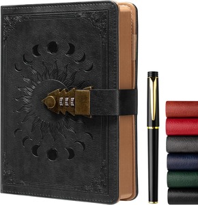 Journal à cadenas avec stylo, format A5, couverture rigide, agenda rechargeable avec cadenas à combinaison, couverture en cuir/PVC - Product Image 4