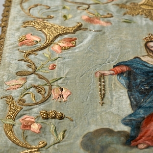 Luxury Hand Embroidered Virgin Mary Church <b>Banner</b> Gold Bullion Wire Embroidered Christian Ceremonial <b>Banner</b> - Product Image 4