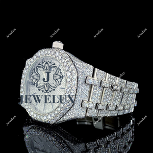 Montre mécanique de luxe de haute qualité en édition limitée, plaquée argent 18 carats, en acier inoxydable, avec mouvement mécanique et diamants Moissanite taillés - Product Image 1