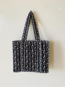 Sac fourre-tout matelassé en coton indien fait main, imprimé floral, grand sac de courses, sac fourre-tout bohème, sac fourre-tout à bandoulière - Product Image 2
