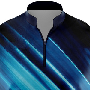 T-shirt de course unisexe à manches courtes, imprimé par sublimation, séchage rapide, en Spandex/Nylon, bleu uni, imperméable, anti-UV, col montant - Product Image 3