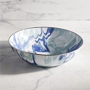 Vente en gros de bols en émail métallique rayés personnalisés imprimés |   Bol de service en émail résistant à la chaleur pour salade et préparation culinaire - Product Image 4