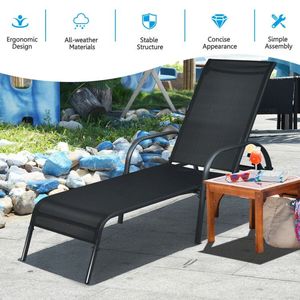Silla de Patio Plegable Ajustable con Respaldo, Cómoda Tumbona para Tomar el Sol - Product Image 3