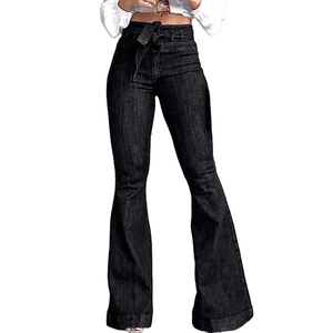 ELEGANT CORPORATION Jean droit taille mi-haute longueur intégrale en denim bleu délavé grande taille pour femme décontracté avec fermeture éclair respirant - Product Image 2