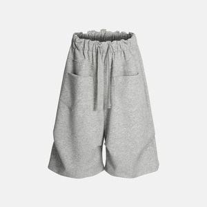 Wholesale Men Casual Shorts New Fashion Men's Light Gray <b>Elastic</b> Waist Shorts Fitness Breathable Relaxed Fit Shorts with Pockets - Product Image 1