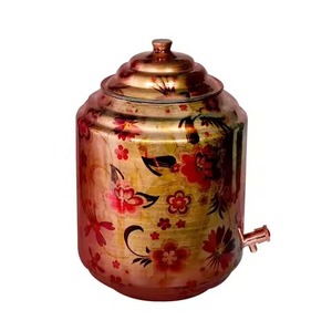 Designer Enamel Printed Copper Water <b>Dispenser</b> Artistic Water Container with Tap Suitable for Home Kitchen Restaurant Event Use - Product Image 4