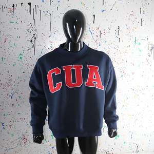 CUA BLUE <b>Mock</b> <b>Neck</b> Sweatshirt 100% RED Applique Embroidery wide <b>neck</b> Sweatshirt Finer Threads - Product Image 2