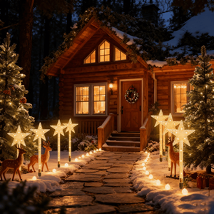 Christmas <b>Star</b> Solar Pathway <b>Lights</b> 8 Modes Waterproof Outdoor Decor Perfect Romantic Holiday Ambiance Gift for Fa - Product Image 2