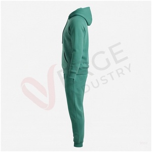 Conjunto Deportivo con Capucha Verde para Hombre, Manga Larga, Color Sólido, Transpirable, Corte Regular, Ropa Casual de Otoño - Product Image 3