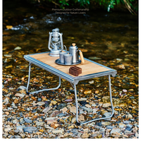 Table pliante d'extérieur Areffa AF-CK080 pour le glamping, en alliage d'aluminium et bois de teck, portable, pour le camping et les pique-niques, nouveau mobilier