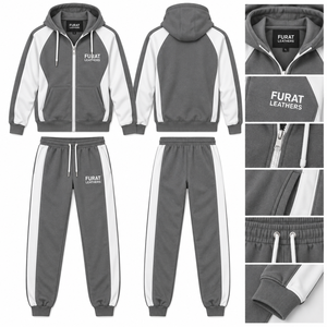 FURAT LEATHERS <b>White</b> Black Solid Men's Windbreaker Tracksuit Set Polyester/Cotton Eco-Friendly Winter <b>2</b>-<b>Piece</b> Casual Breathable - Product Image 5