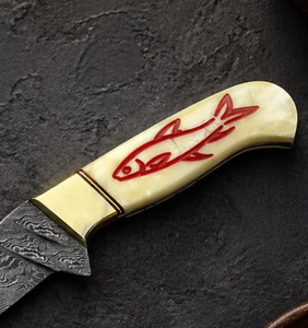 Custom Handmade Modern Ambidextrous Boning <b>Knife</b> Damascus Steel Blade 3.0mm Thickness <b>Bone</b> <b>Handle</b> Leather Sheath 9 Extra Sharp - Product Image 2