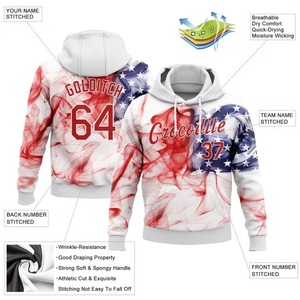 <b>Men's</b> Hooded Sweatshirt American Flag Print Custom Name Number Casual Autumn Wear Pocket Design Regular Fit 100% Polyester - Product Image 2