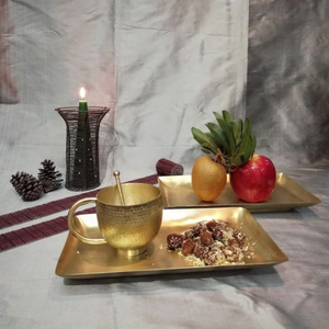 Antique Brass Storage Tray with Intricate Design for Classic Traditional Home Styling and Premium Gift Hampers <b>Set</b> of 2 - Product Image 6