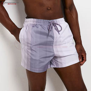 Shorts de bain décontractés pour hommes, bicolores, à séchage rapide, avec bande latérale et cordon de serrage à la taille - Product Image 3