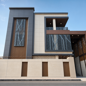 Façade moderne en aluminium, panneau perforé en métal, revêtement extérieur, design d'élévation de bâtiment pour villa - Product Image 3