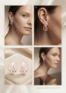 Ethnische Roségold 14K Vergoldete Birnenförmige Labor-Diamant-Ohrringe für Damen Party Hochzeit Geschenk - Product Image 3