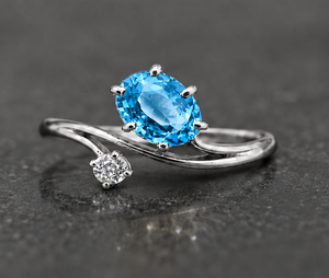 Blue <b>Quartz</b> Silver <b>Ring</b>, 925 Sterling Silver Blue <b>Quartz</b> <b>Ring</b>, Oval Blue Gemstone <b>Ring</b>, Handmade Statement <b>Ring</b>, Gift for Her - Product Image 1
