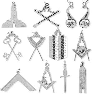 Ensemble de 12 bijoux de col en argent pour officiers de Loge Bleue maçonnique – Accessoires de régalia haut de gamme pour officiers maçonniques - Product Image 1