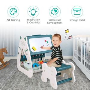 Pizarra Magnética de Doble Cara 3 en 1 con Taburete, Escritorio Plegable para Dibujar y Jugar - Product Image 4