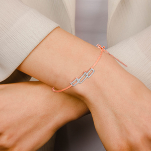Rose Gold Triple Square CZ Geometric <b>Bangle</b> <b>Bracelet</b> for Women | Adjustable Elegant Fashion Kada | Trendy Party & Daily Wear Jew - Product Image 4