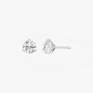 Pendientes de Diamante Cultivado en Laboratorio con Corte Brillante y Diseño Moderno, Tres Puntas, Oro de 14 Quilates, Baño de Rodio, Certificado IGI, Claridad VVS2 - Product Image 2