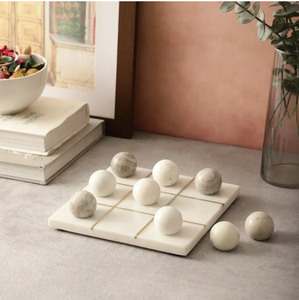 Premium <b>Marble</b> Tic Tac Toe Board Set Handcrafted Stone Noughts and Crosses <b>Game</b> Modern Coffee Table Decor Office Desktop Gift - Product Image 2