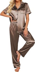 <b>Silk</b> Satin Pajamas <b>Set</b> Women Short Sleeve Sleepwear Soft Button Down Loungewear <b>Pjs</b> <b>Set</b> - Product Image 3