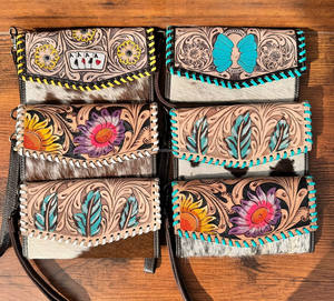 Hot Selling Real Handcrafted Cowhide Leather Women's Wristlet <b>Wallets</b> New Designer High Quality Multi Uses Clutch - Product Image 2