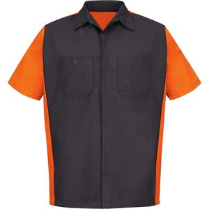 Chemise à manches courtes décontractée pour homme personnalisée, bicolore, col rond, 100% coton, tissu tissé anti-froissement - Product Image 1