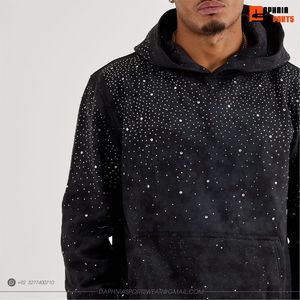 Sudadera con Capucha DAPHNIA para Hombre, Diseño de Puntos Negros, Pedrería de Alta Calidad, Corte Regular, Estilo Urbano, Unisex - Product Image 4
