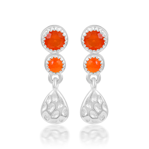 Pendientes Colgantes de Plata de Ley 925 con Gema de Cornalina Roja Redonda Facetada, Pendientes Finos para Cumpleaños, Regalos de Joyería para Mujer - Product Image 1