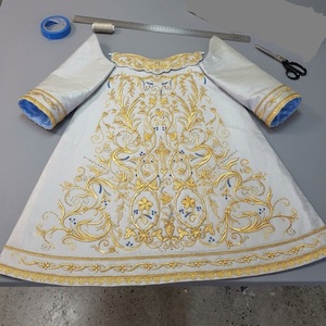 Customized Adult Men's Gold Custom White Satin <b>Religious</b> Vestment Dress Embroidery Handmade Church <b>Statue</b> Robe Liturgical Marian - Product Image 5