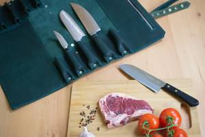 Estuche para Cuchillos de Chef de Cuero Genuino Negro, Estilo Clásico Moderno, Ligero y Portátil, Bolsa de Viaje LKR-0279 - Product Image 4