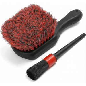 Cepillo para Llantas de Mango Corto con Cerdas Suaves, Kit de Lavado de Autos para Llantas y Neumáticos, Incluye Cepillo para Detalles Interiores y Rejillas de Ventilación - Product Image 1