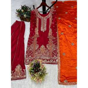 Hermoso Conjunto de Fiesta con Top, Pantalón y Dupatta, Talla XL - Product Image 4