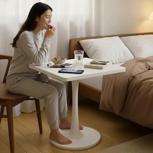 Square Wooden Pedestal <b>Table</b>, Accent Bedside <b>Table</b>, Modern Coffee End <b>Table</b> for Living Room, Bedroom and <b>Balcony</b> - Product Image 1