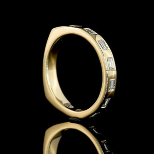 Anillo de compromiso y boda moderno con diamante de corte baguette cultivado en laboratorio, engastado en bisel, en oro de 10K, 14K, 18K, plata 925, 935 - Product Image 4