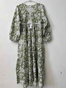 Femmes filles imprimé pur coton Maxi robe indien bloc imprimé décontracté été soirée à la mode en gros longue Midi en vrac - Product Image 3