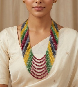 Collar de Lujo de 7 Capas con Cuentas de Jade Multicolor de 4mm, Chapado en Oro, Joyería de Moda para Mujer, Hecho a Mano, para Bodas y Fiestas - Product Image 3